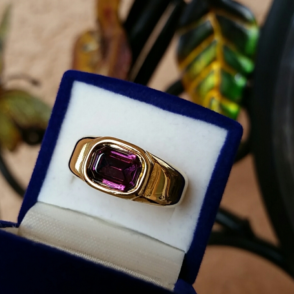 Cubic Zirconia Amethyst 18k Gold Filled Band